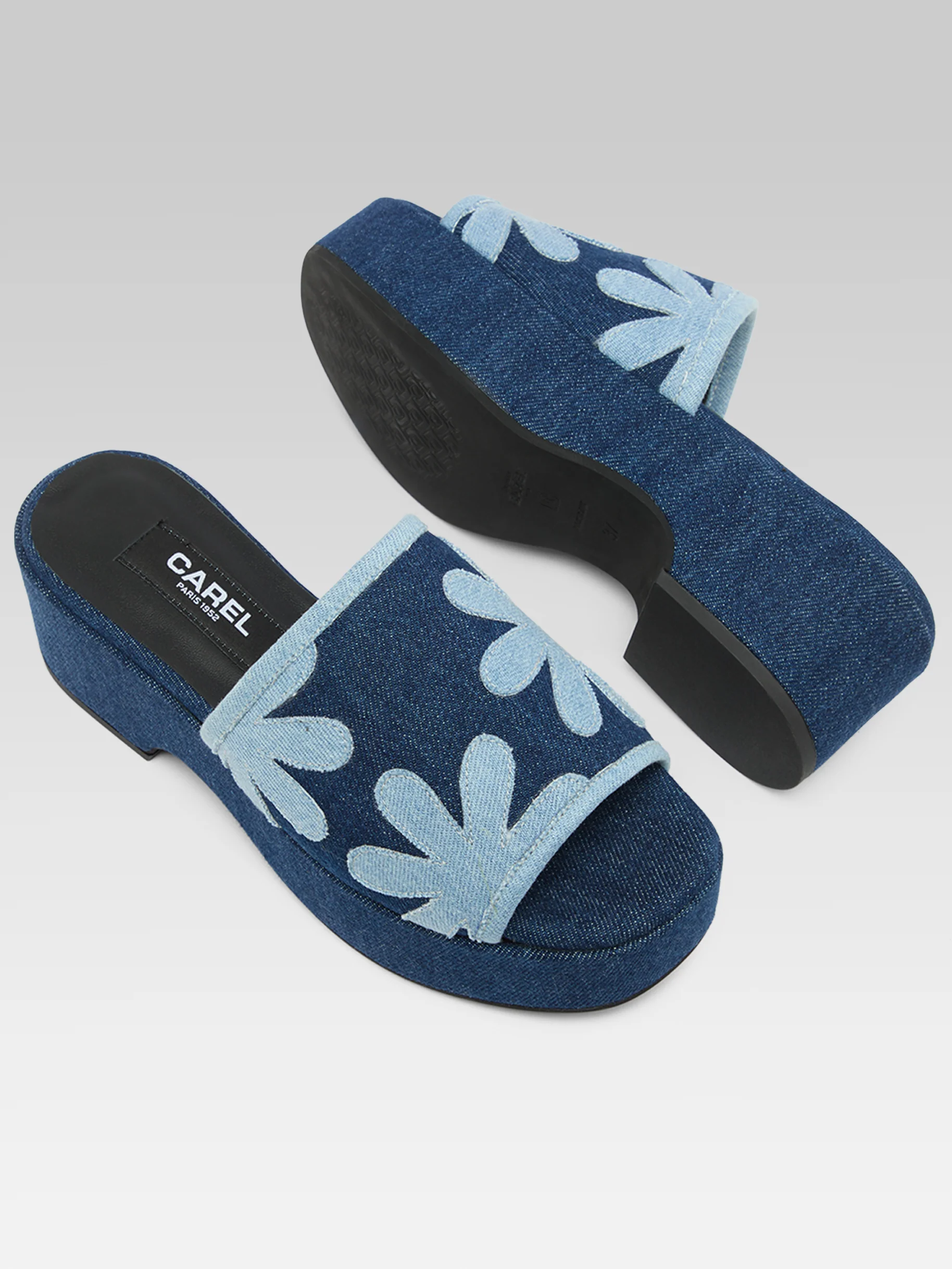 Adri - Mules tissu bi-jeans à fleurs - Image 6