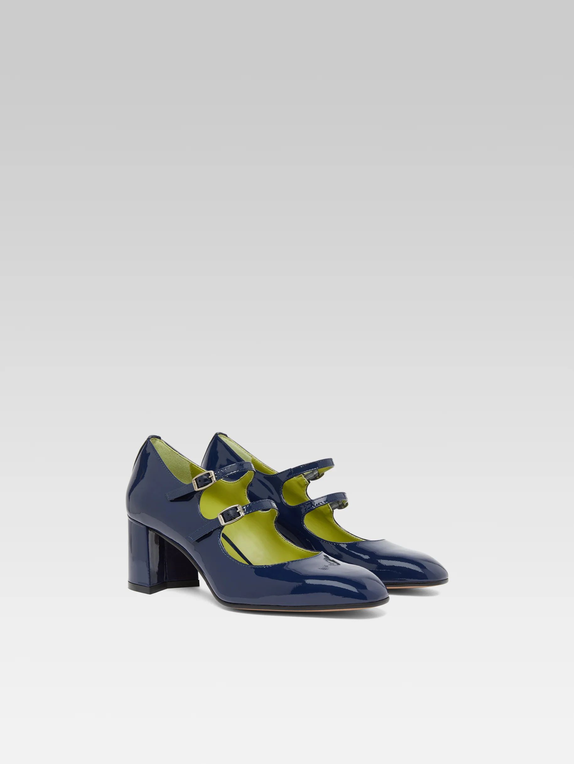 Alice - Escarpins babies cuir verni bleu - Image 4