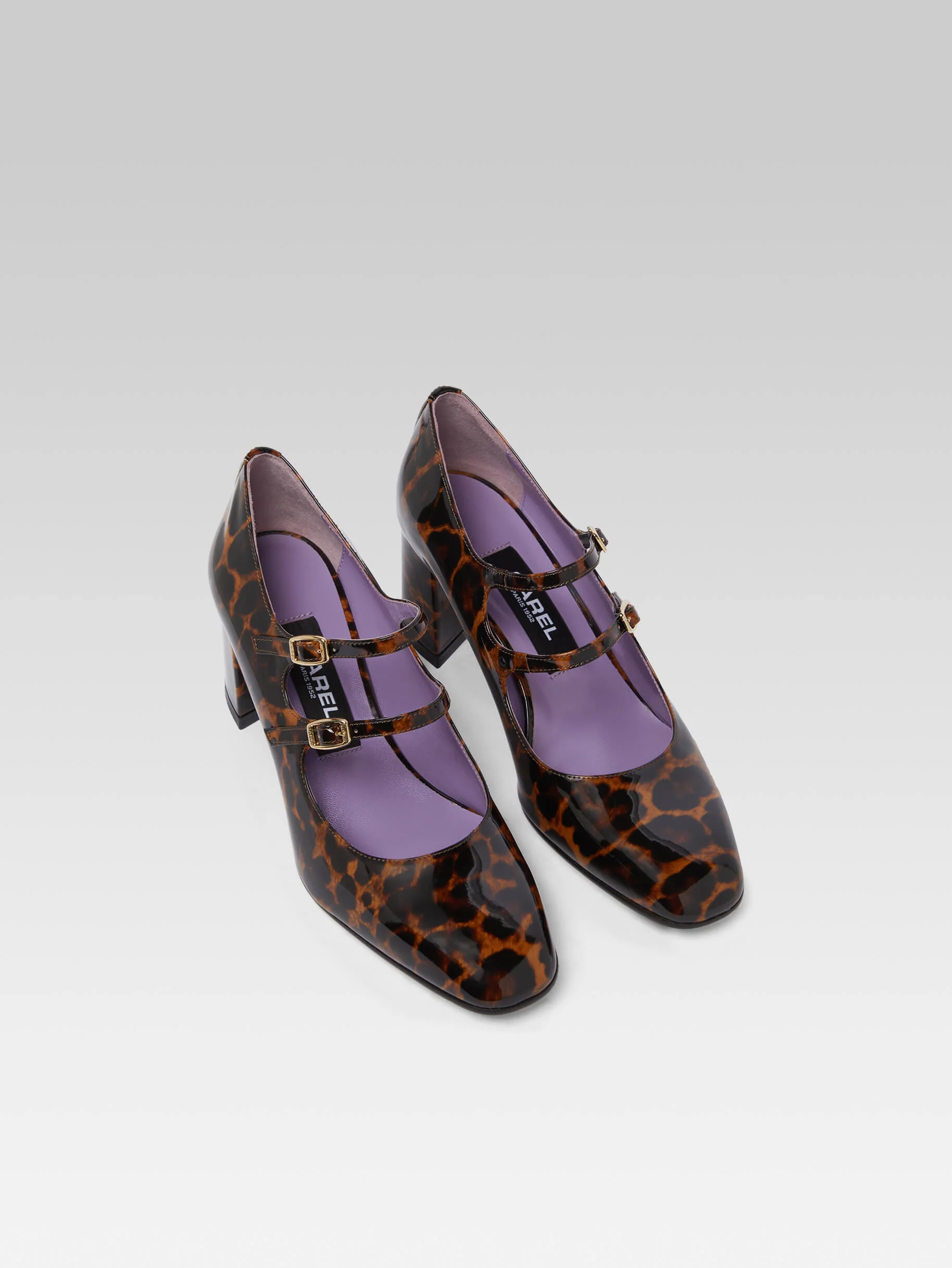 Alice - Escarpins babies cuir verni léopard marron - Image 3