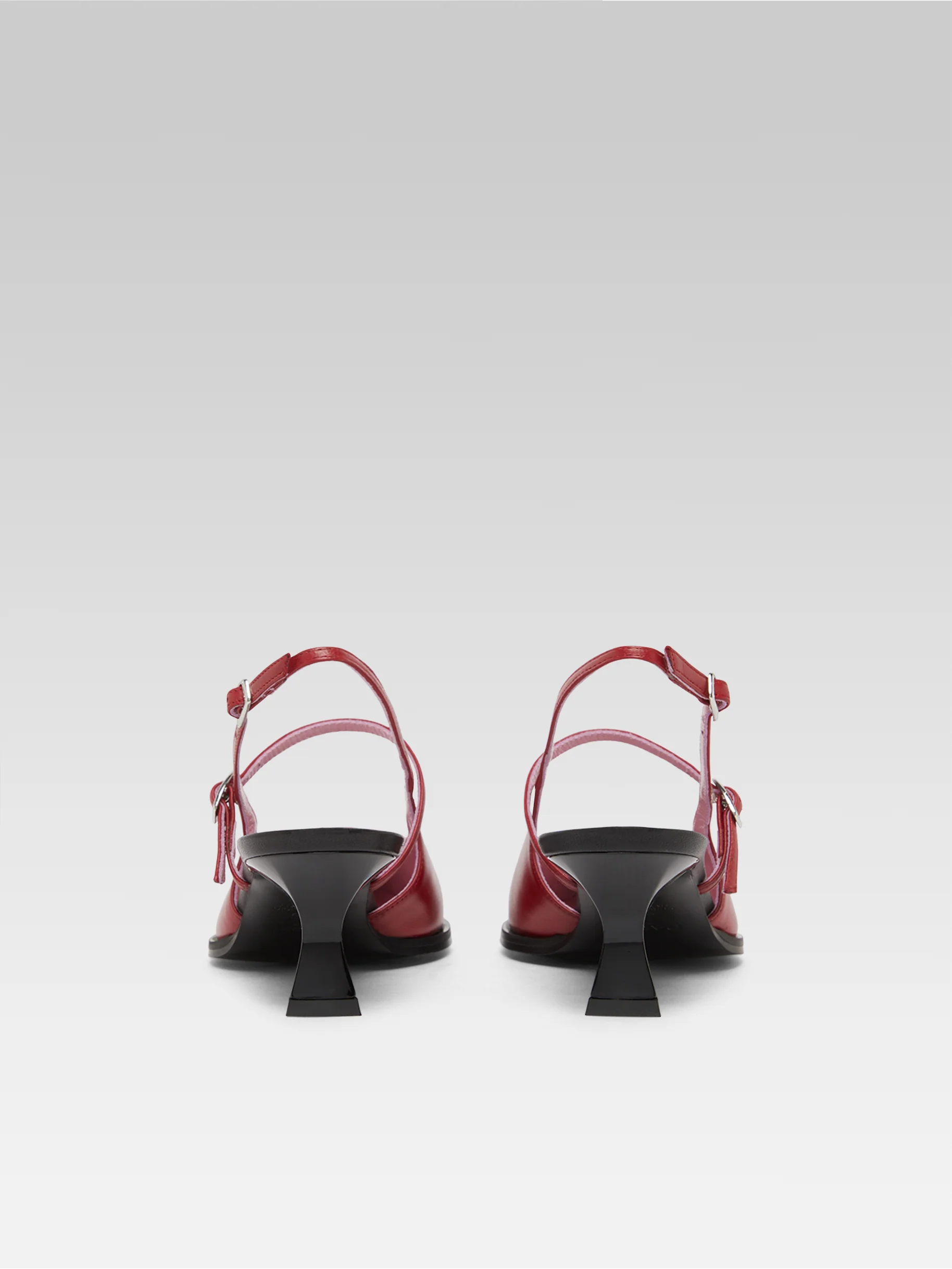 Cecile - Escarpins slingback cuir upcyclé rouge et noir - Image 5