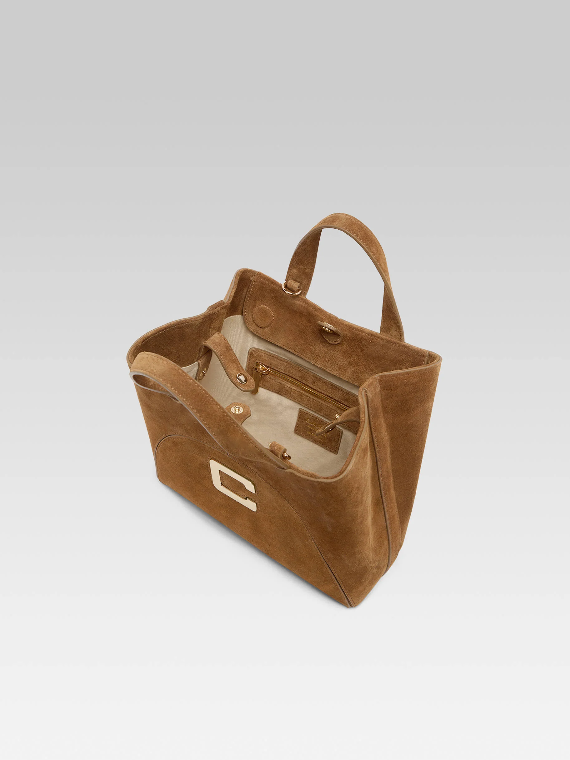 Clem - Mini sac cabas cuir velours camel - Image 5