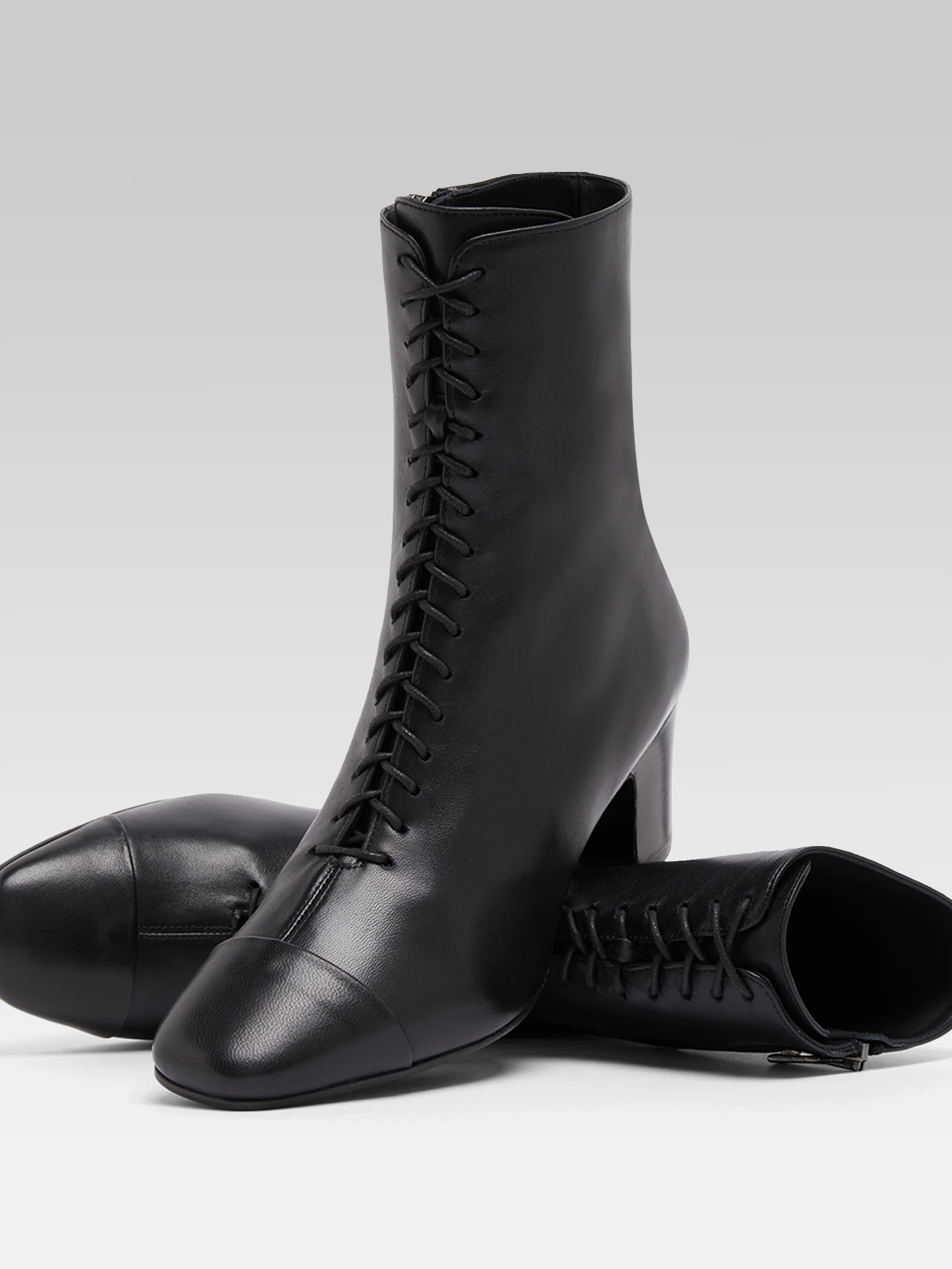Colette - Bottines à lacets cuir noir - Image 6
