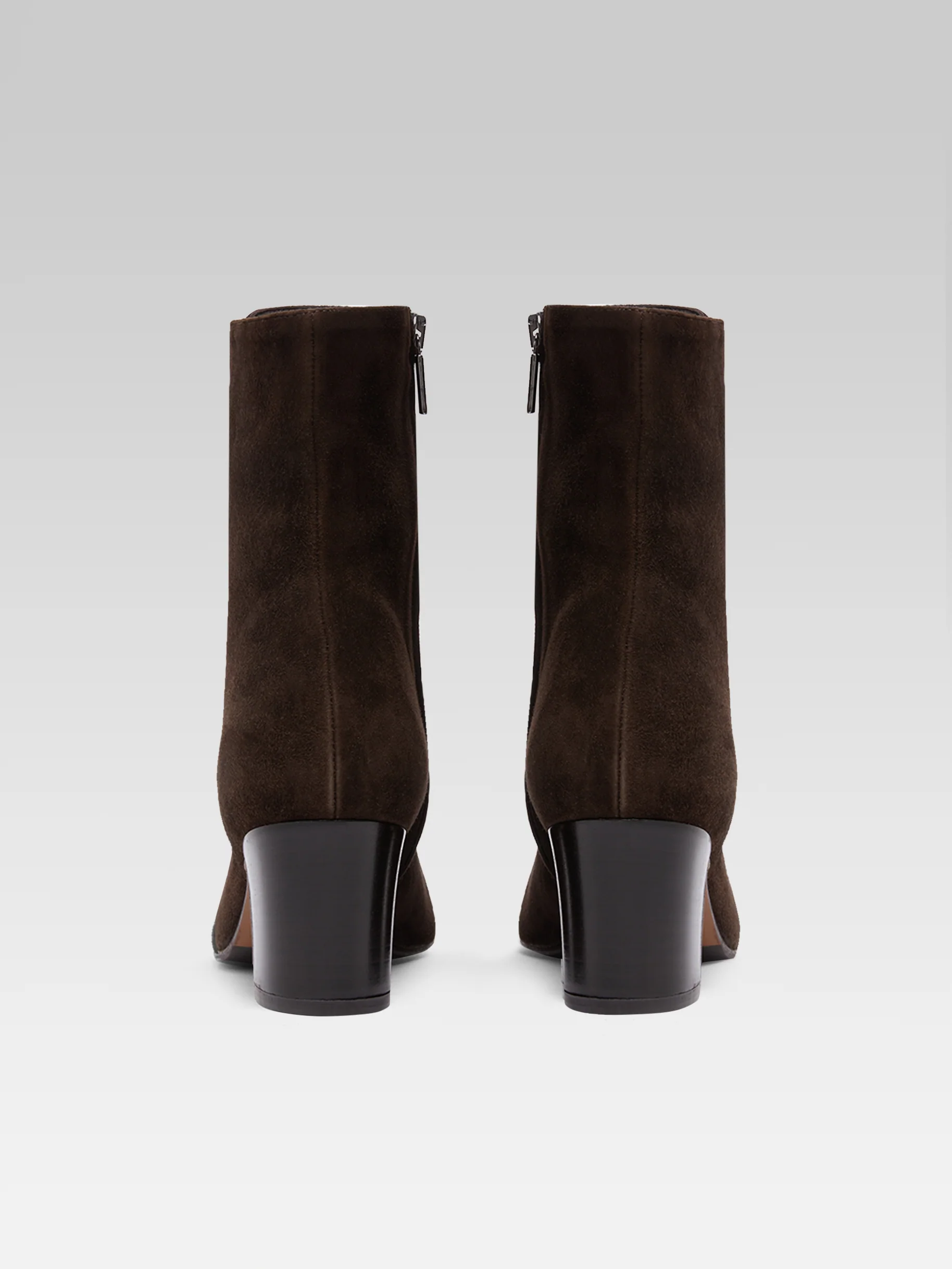 Colette - Bottines à lacets cuir velours marron - Image 4