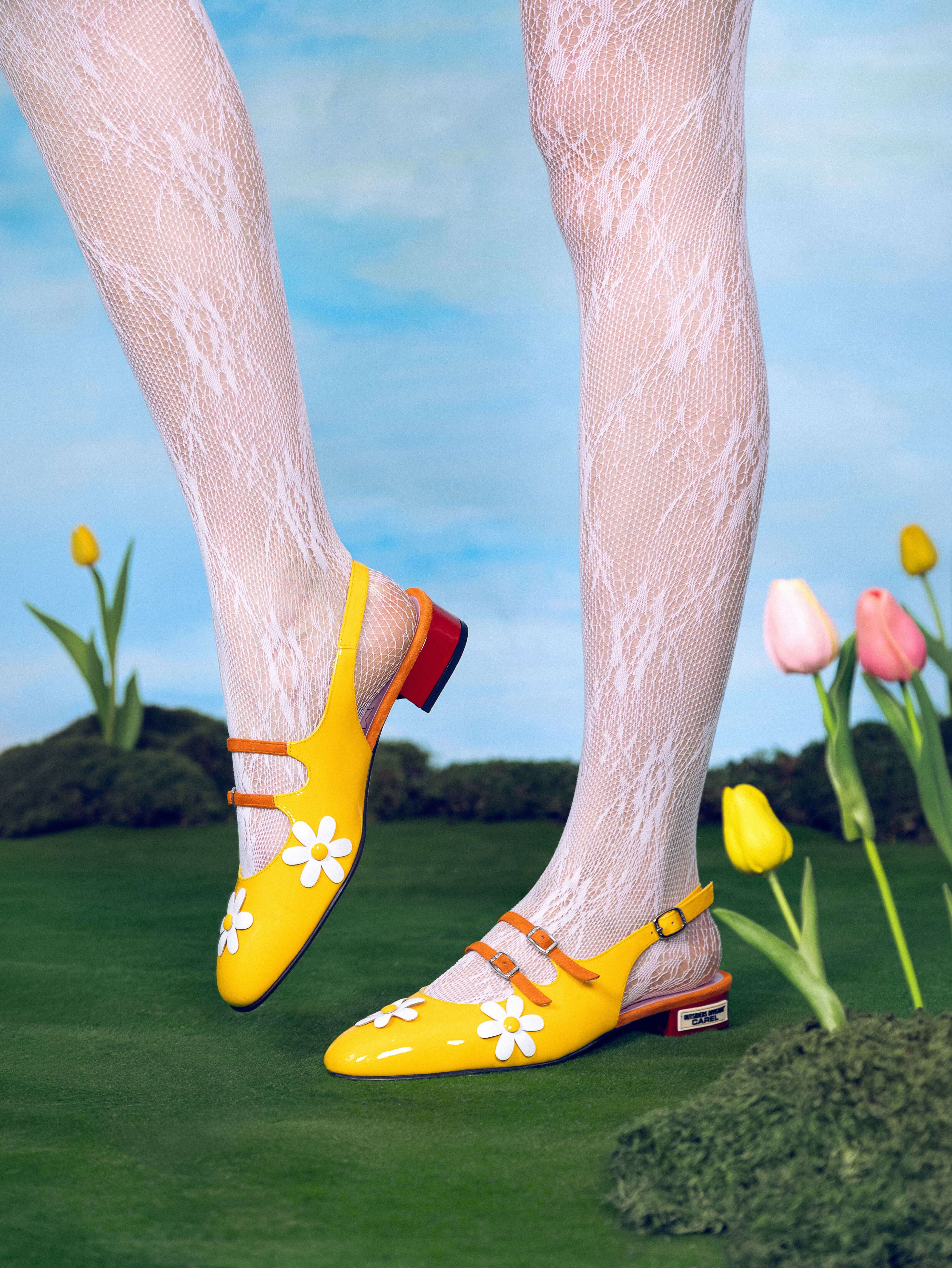 Daisy P - Babies slingback cuir verni jaune et marguerites - Image 3
