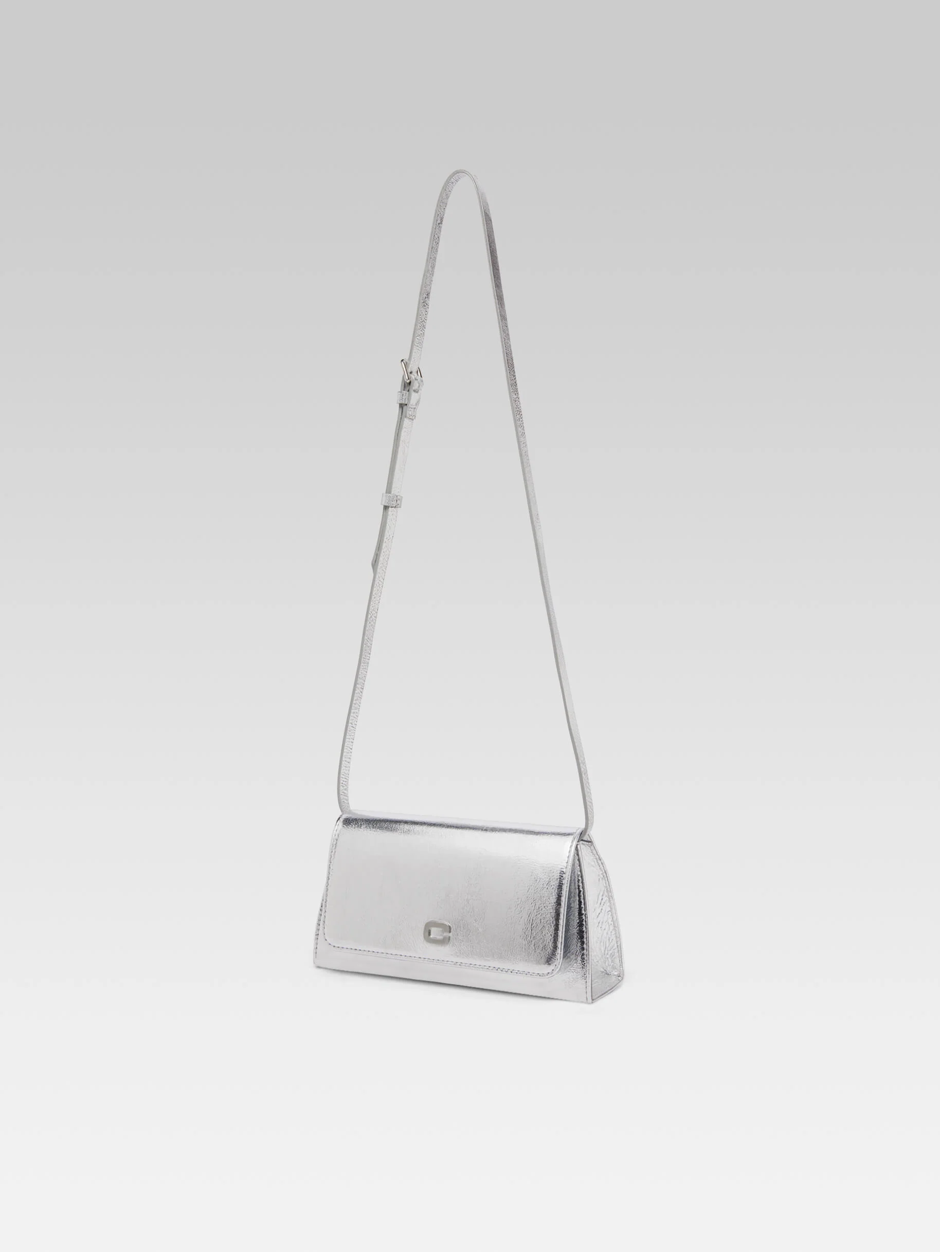 Elysee - Sac épaule cuir laminé argent upcyclé - Image 3