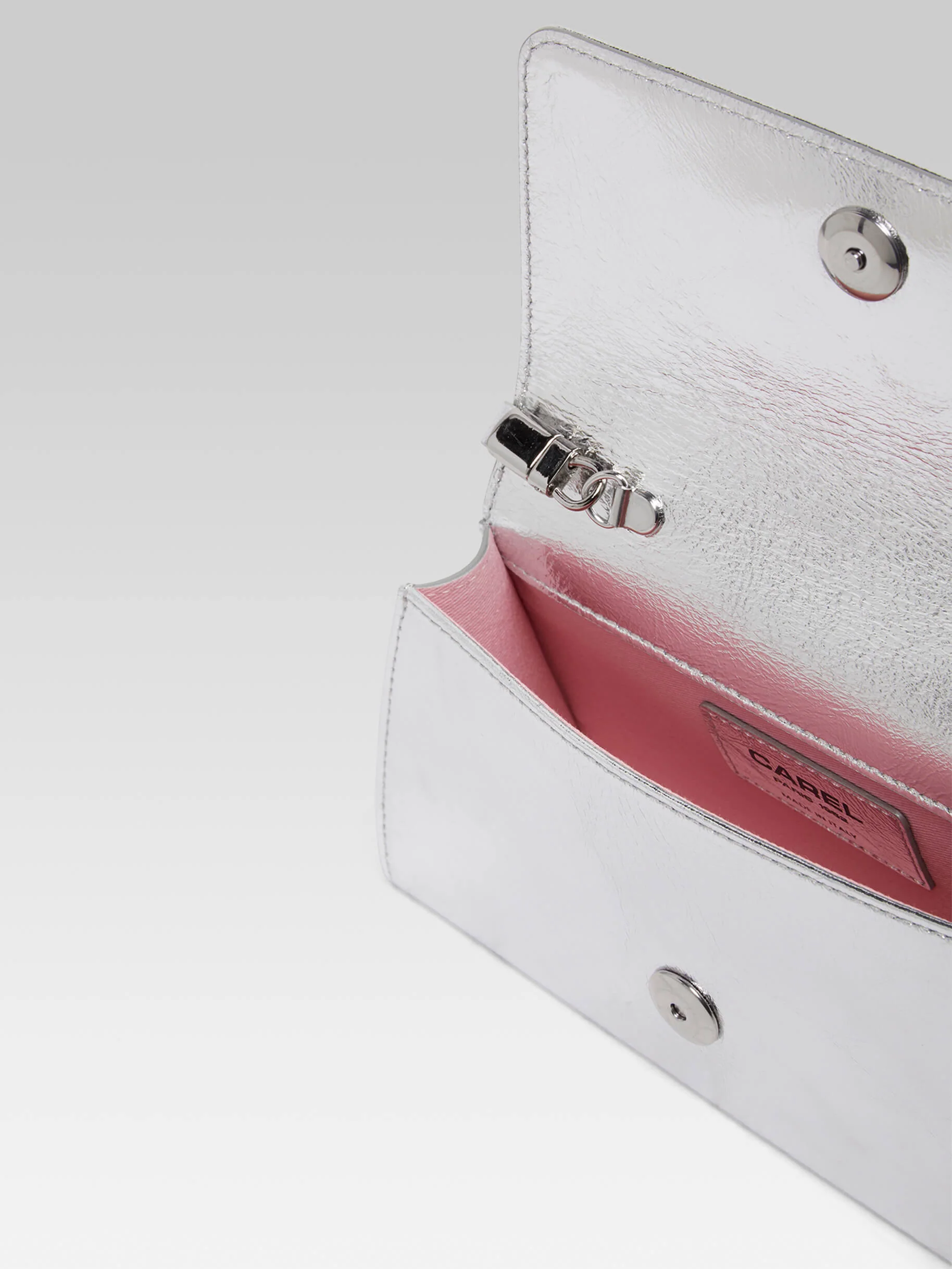 Elysee - Sac épaule cuir laminé argent upcyclé - Image 4