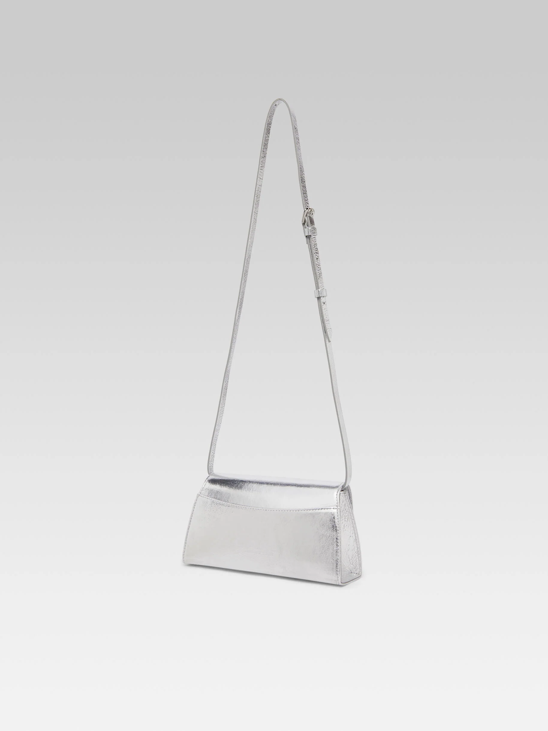 Elysee - Sac épaule cuir laminé argent upcyclé - Image 5