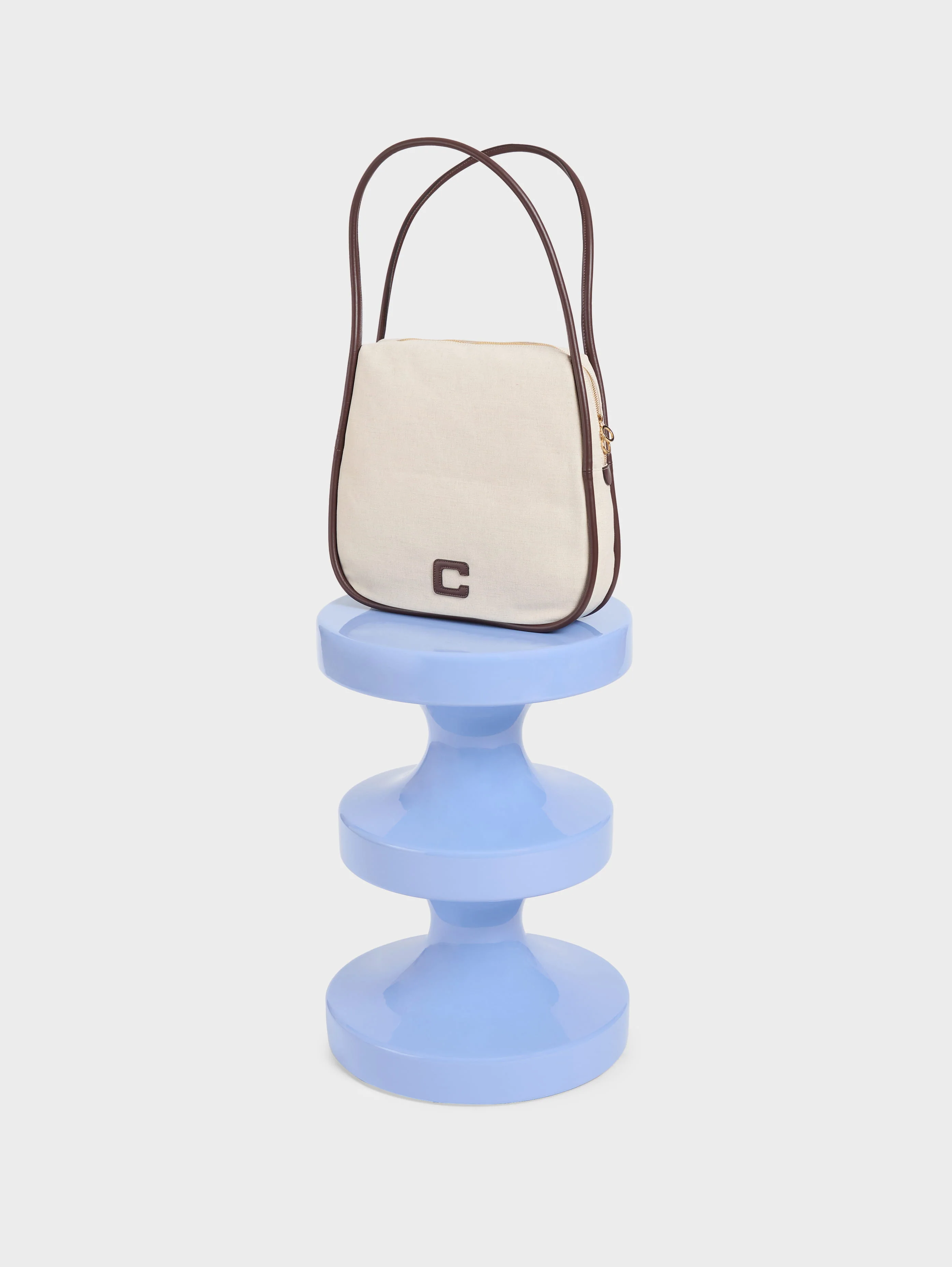 Germain - Sac cabas toile beige et cuir marron - Image 7
