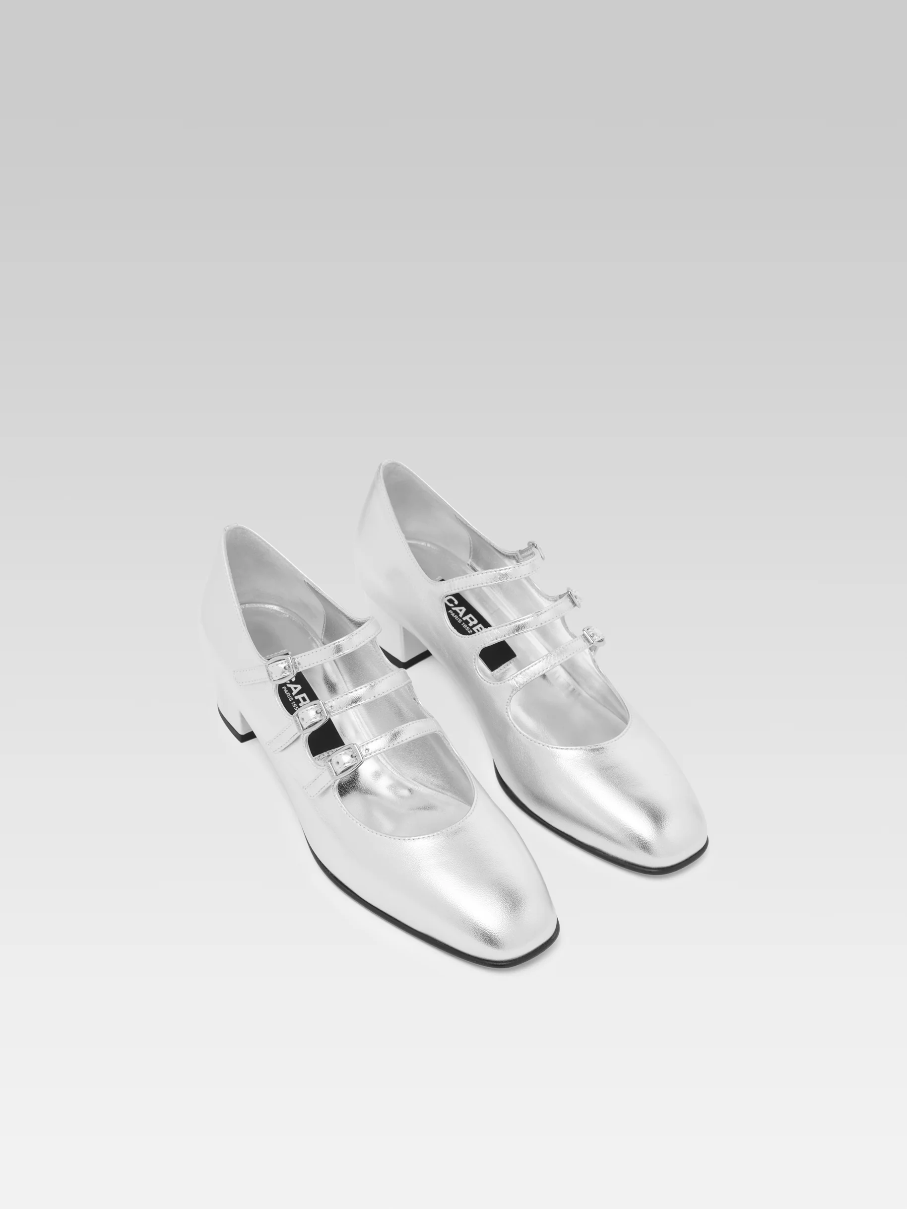 Kina - Escarpins babies cuir laminé argent - Image 4