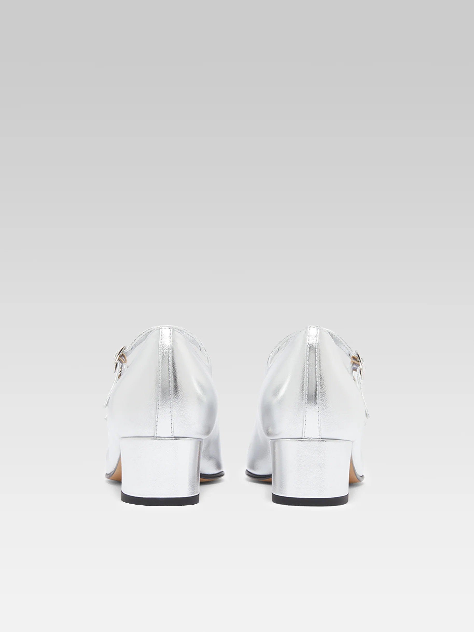Kina - Escarpins babies cuir laminé argent - Image 7