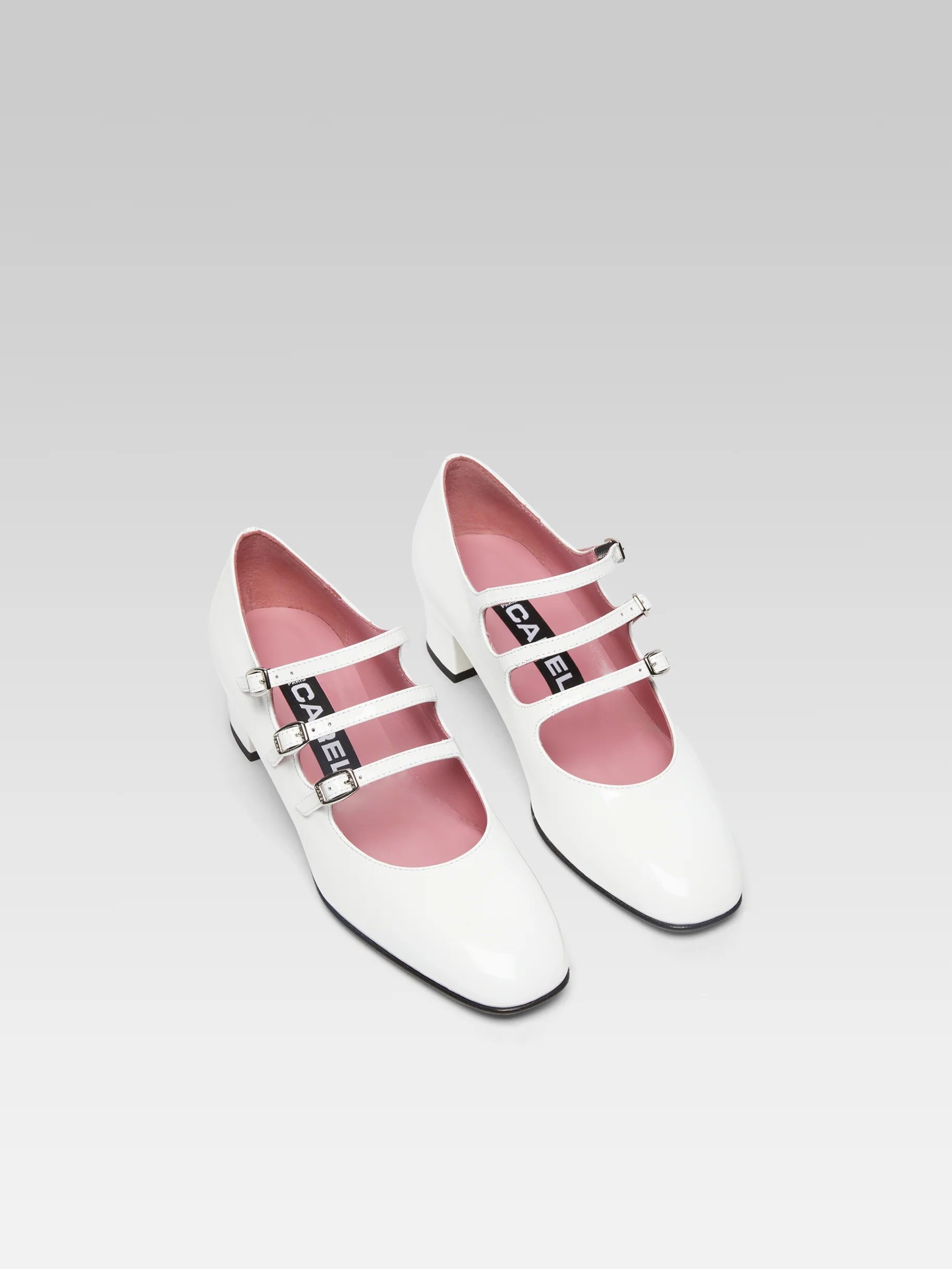 Kina - Escarpins babies cuir verni blanc - Image 4