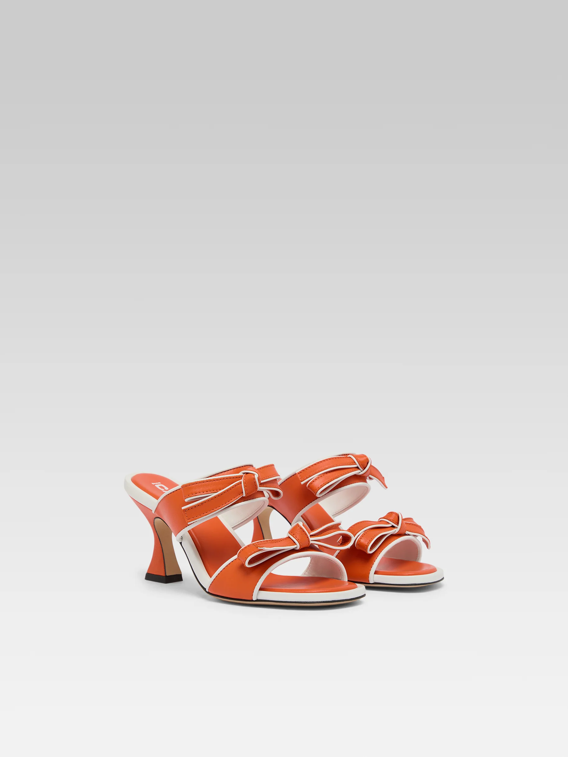 Laranja - Mules cuir orange et blanc - Image 5