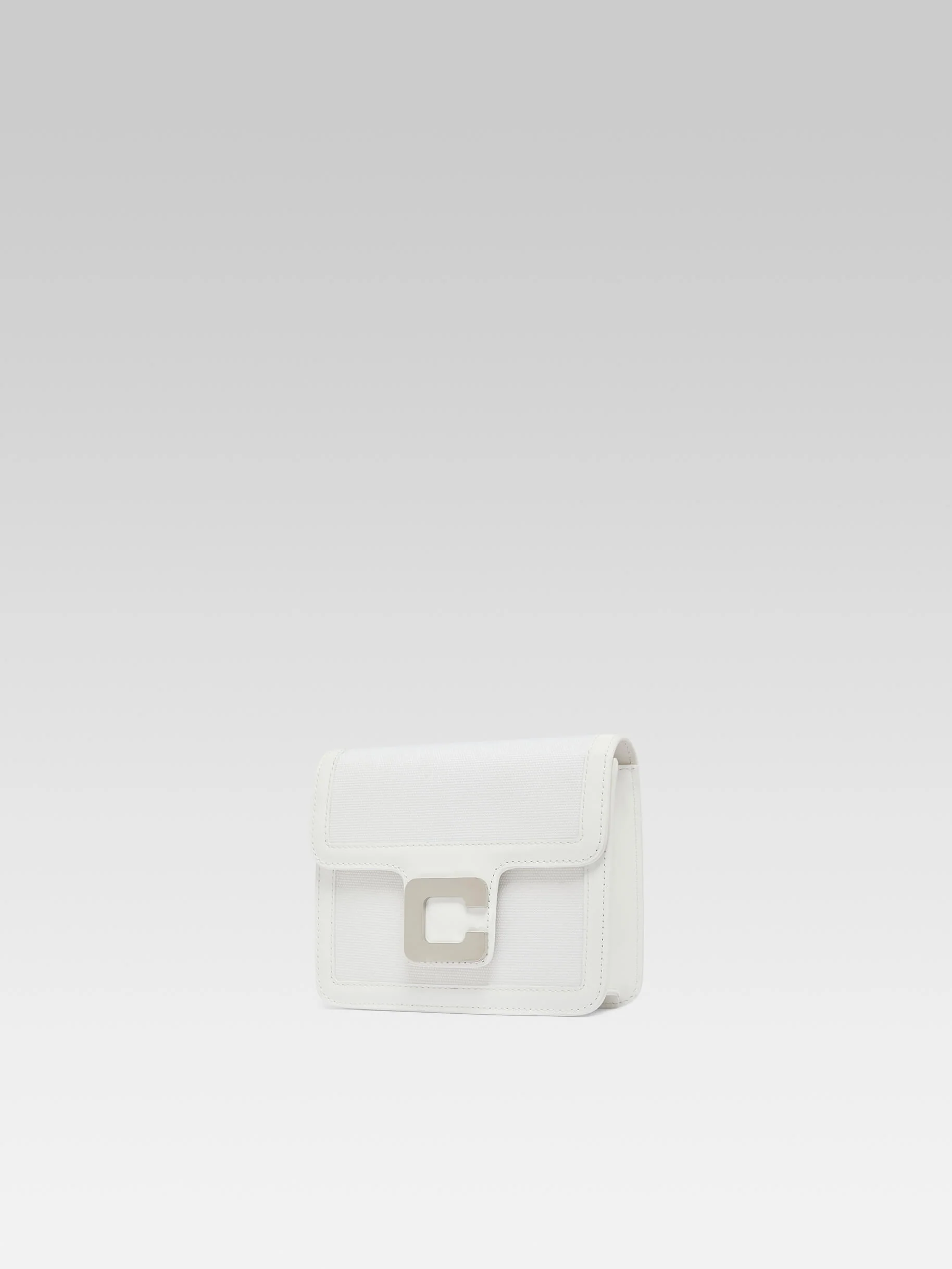Mini Sorbonne - Sac tissu et cuir verni blanc - Image 5