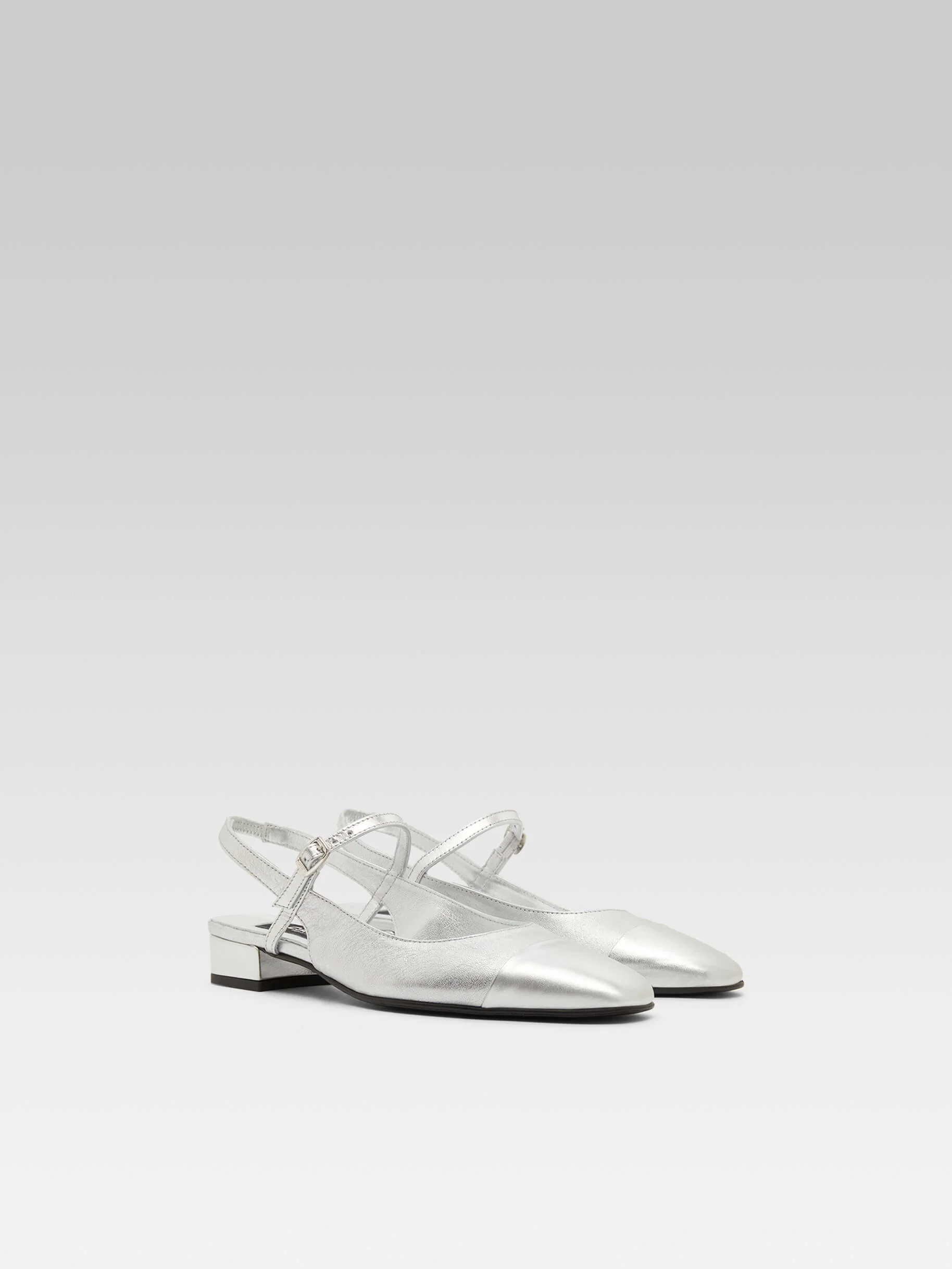Oceano - Slingback cuir laminé bi-argent - Image 4