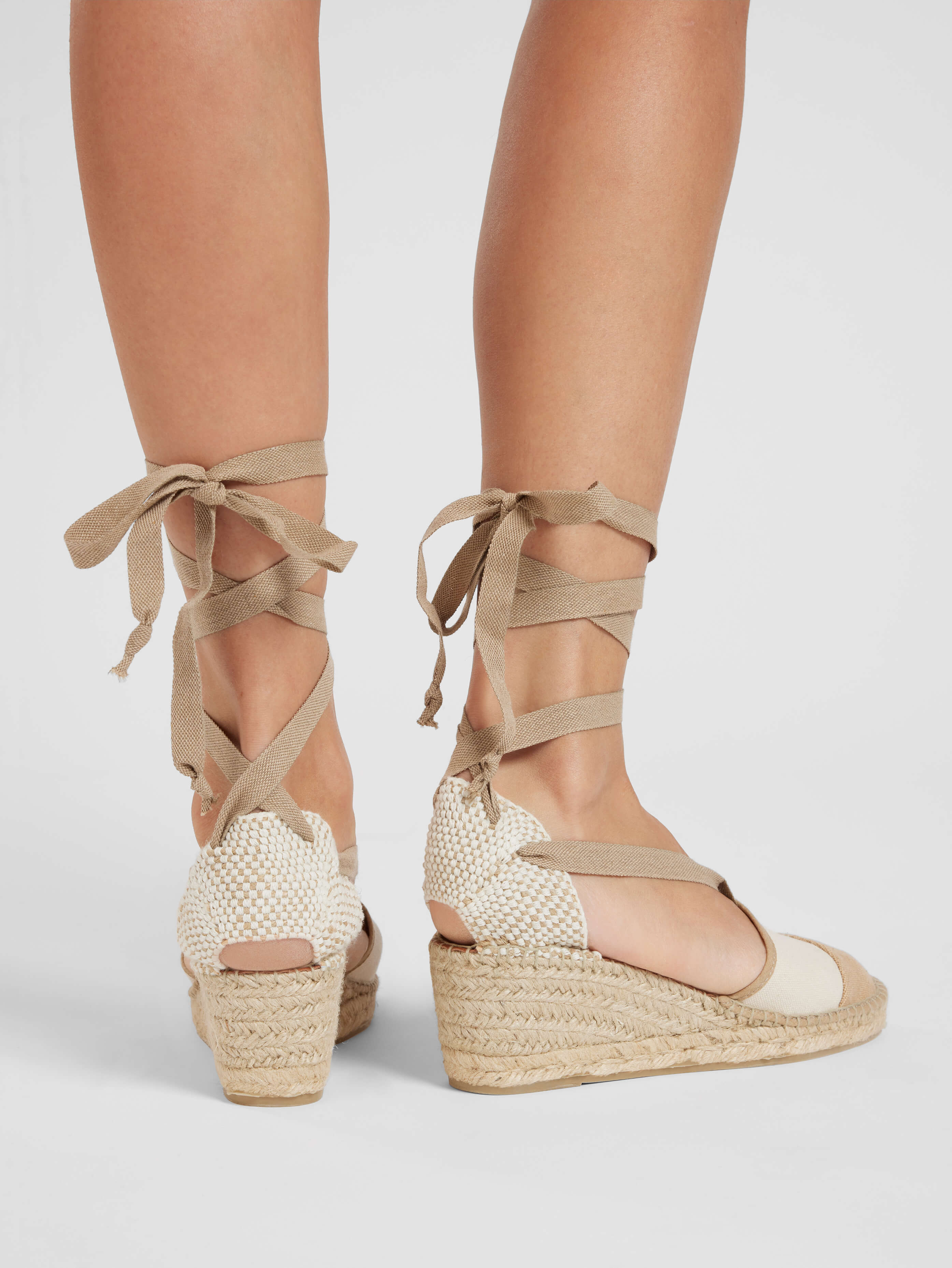 Parasol -  Espadrilles compensées toile bi-beige - Image 7