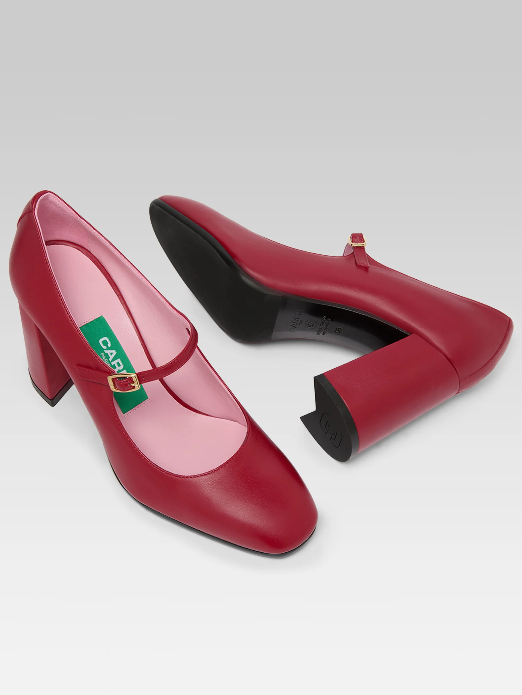 Sacha - Escarpins babies cuir upcyclé rouge - Image 3