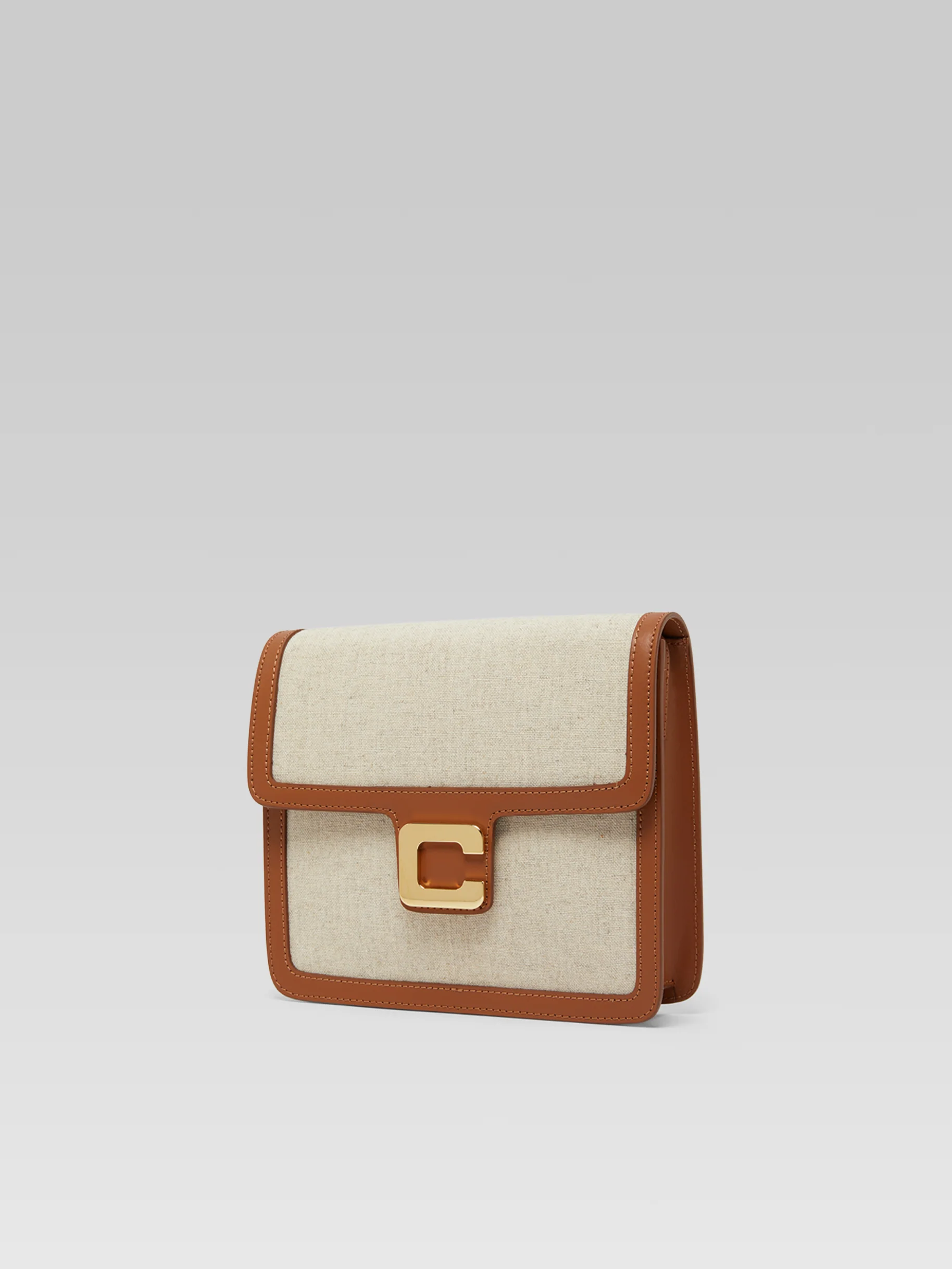 Sorbonne - Sac tissu écru et cuir camel - Image 3